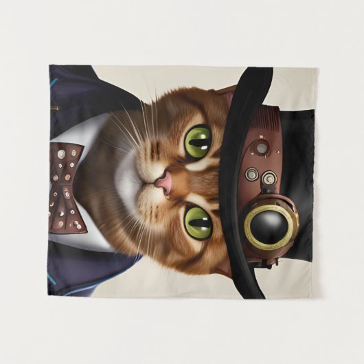 Steampunk Cat Wandkleed (Voorkant (horizontaal))