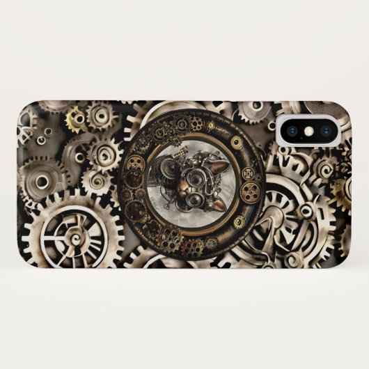 Steampunk Cat Wearing Goggles - iPhone X Hoesje (Achterkant (horizontaal))