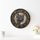 Steampunk Cat Wearing Goggles - WALL CLOCK Grote Klok (Huis)