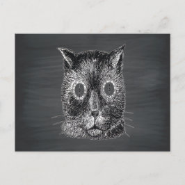 Steampunk Cat Zwart krijtbord Briefkaart