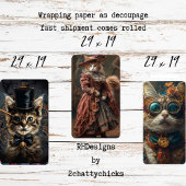 Steampunk Cats Decoupage Set Inpakpapier Vel