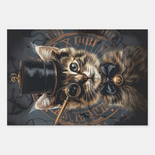 Steampunk Cats Decoupage Set Inpakpapier Vel (Voorkant 3)
