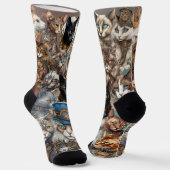 Steampunk Cats met het thema Black Crew Sokken (Gebogen)