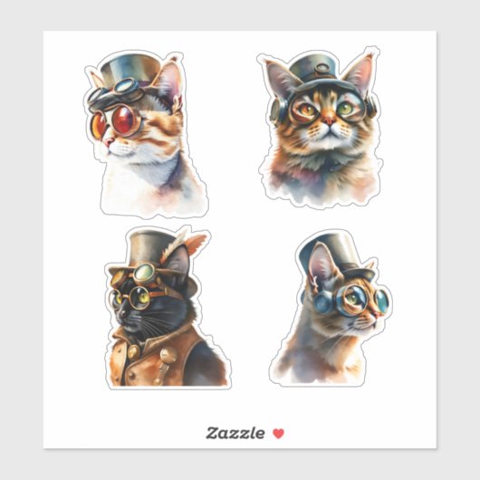 Steampunk Cats Sticker (Vel)