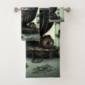 Steampunk  Cauldron en Magische Punten op Groen Bad Handdoek (Insitu)