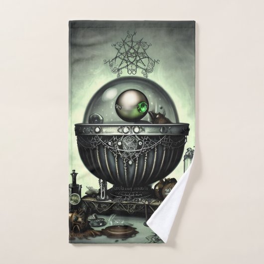Steampunk Cauldron en Magische Punten op Groen Bad Handdoek (Handdoek)