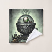 Steampunk  Cauldron en Magische Punten op Groen Bad Handdoek (Wasdoekje)