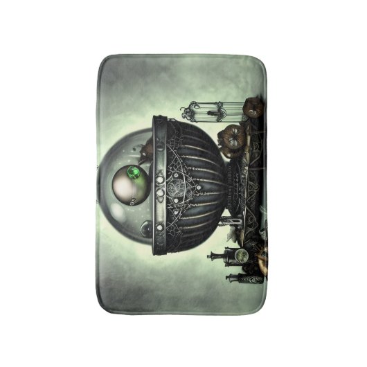 Steampunk  Cauldron en Magische Punten op Groen Badmat (Voorkant Verticaal)