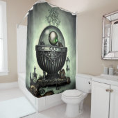 Steampunk  Cauldron en Magische Punten op Groen Douchegordijn (In situ)