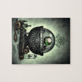 Steampunk Cauldron en Magische Punten op Groen Legpuzzel (Horizontaal)