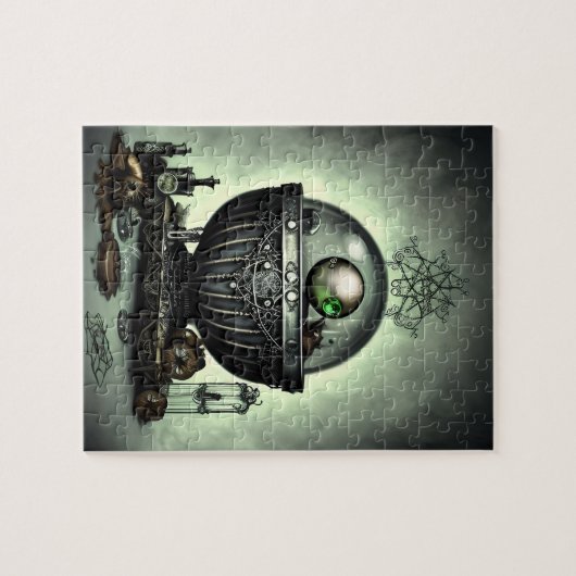 Steampunk Cauldron en Magische Punten op Groen Legpuzzel (Horizontaal)