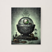 Steampunk Cauldron en Magische Punten op Groen Legpuzzel (Verticaal)