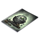 Steampunk  Cauldron en Magische Punten op Groen Notitieboek (Linkerzijde)
