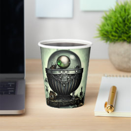 Steampunk Cauldron en Magische Punten op Groen Papieren Bekers