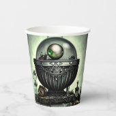 Steampunk  Cauldron en Magische Punten op Groen Papieren Bekers (Voorkant)