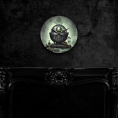 Steampunk Cauldron en Magische Punten op Groen Ronde Klok