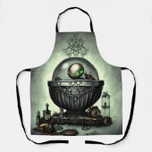 Steampunk  Cauldron en Magische Punten op Groen Schort (Voorkant)