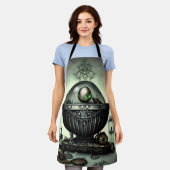 Steampunk  Cauldron en Magische Punten op Groen Schort (Gedragen)