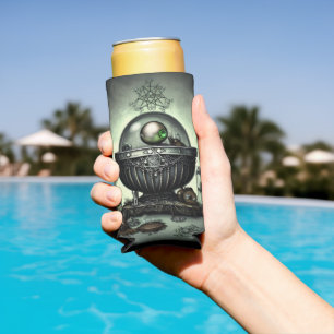 Steampunk Cauldron en Magische Punten op Groen Seltzer Blikjeskoeler