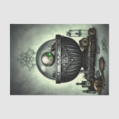 Steampunk Cauldron en Magische Punten op Groen Tissuepapier (Voorkant)