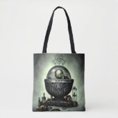 Steampunk  Cauldron en Magische Punten op Groen Tote Bag (Voorkant)