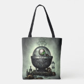 Steampunk  Cauldron en Magische Punten op Groen Tote Bag (Achterkant)