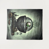 Steampunk  Cauldron en Magische Punten op Groen Wandkleed (Voorkant (horizontaal))