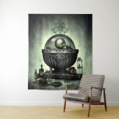 Steampunk  Cauldron en Magische Punten op Groen Wandkleed (In situ)