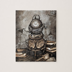 Steampunk Cauldron Spell Boeken en Klokken Legpuzzel