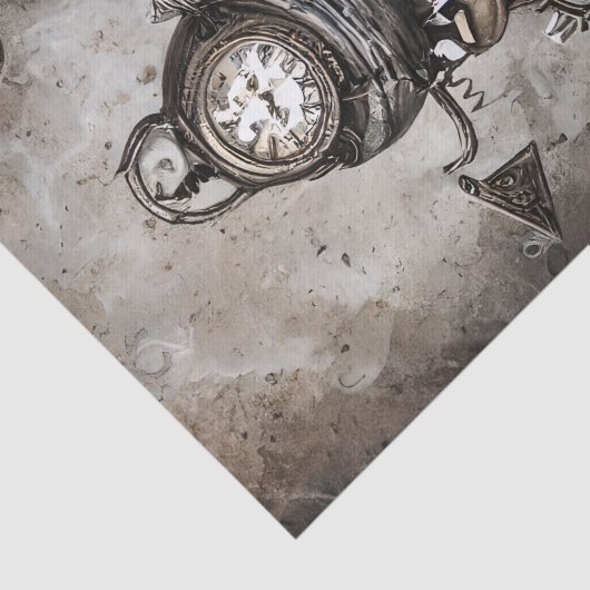 Steampunk Cauldron Spell Boeken en Klokken Tissuepapier (Detail)