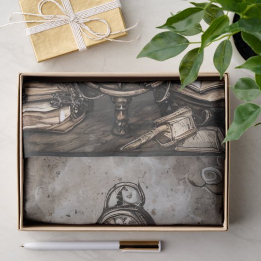 Steampunk Cauldron Spell Boeken en Klokken Tissuepapier (Geschenk)