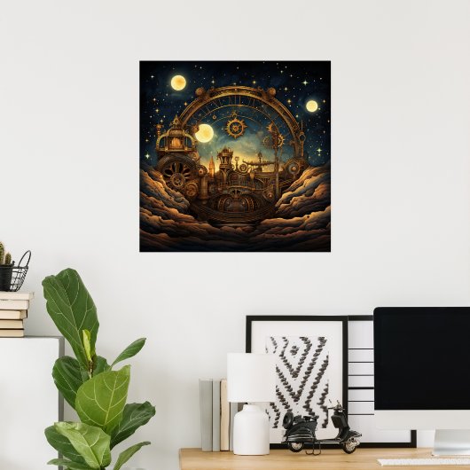Steampunk Celestial Art Poster (Thuiskantoor)