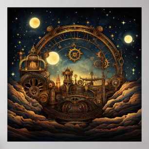 Steampunk Celestial Art Poster