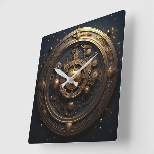 Steampunk Celestial Wall Clock Vierkante Klok (Hoek)