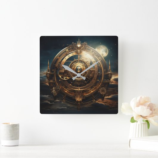 Steampunk Celestial Wall Clock Vierkante Klok (Huis)