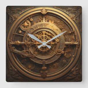 Steampunk Celestial Wall Clock Vierkante Klok