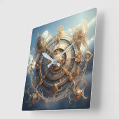 Steampunk Celestial Wall Clock Vierkante Klok (Hoek)