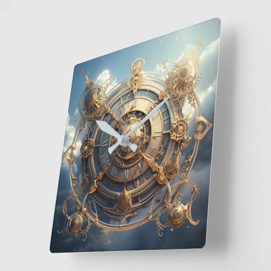 Steampunk Celestial Wall Clock Vierkante Klok (Hoek)