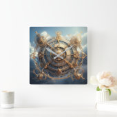 Steampunk Celestial Wall Clock Vierkante Klok (Huis)