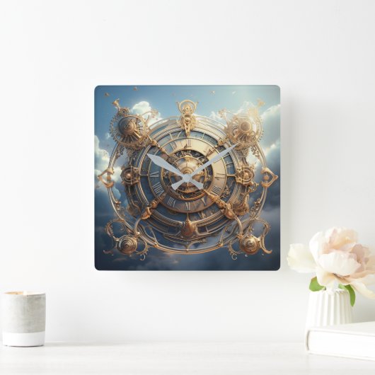Steampunk Celestial Wall Clock Vierkante Klok (Huis)