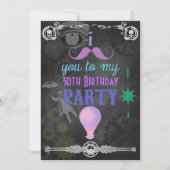 Steampunk Chalkboard Birthday Party Kaart (Voorkant)