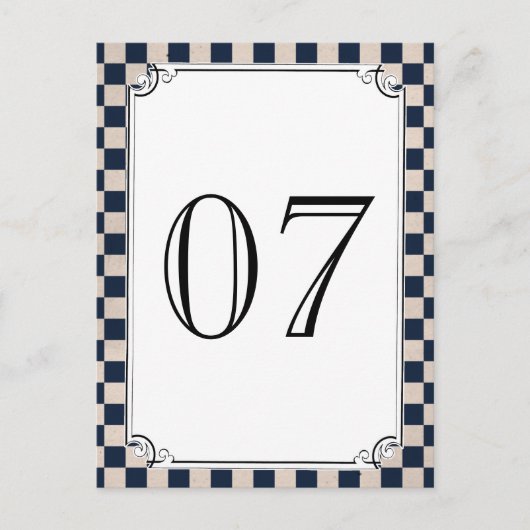 Steampunk Checkerboard Trouwtafelnummers Briefkaart (Voorkant)