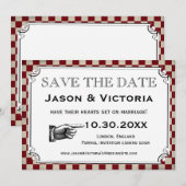 Steampunk Checkerboard Weddenschap Save the Date C (Voorkant / Achterkant)