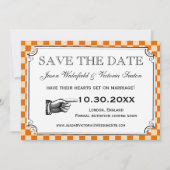 Steampunk Checkerboard Weddenschap Save the Date C (Voorkant)
