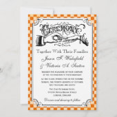 Steampunk Checkerboard Wedding Invitations Kaart (Voorkant)