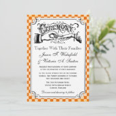 Steampunk Checkerboard Wedding Invitations Kaart (Staand voorkant)