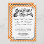 Steampunk Checkerboard Wedding Invitations Kaart (Voorkant / Achterkant)
