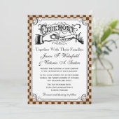 Steampunk Checkerboard Wedding Invitations Kaart (Staand voorkant)