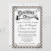 Steampunk Checkerboard Wedding Invitations Kaart (Voorkant)