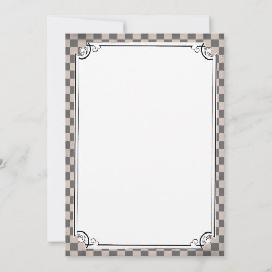 Steampunk Checkerboard Wedding Invitations Kaart (Achterkant)